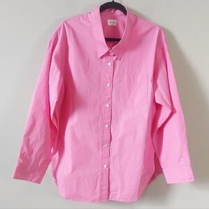 Aritzia Wilfred Oversized Button Down Shirt Medium Pink Cotton Boyfriend Poplin